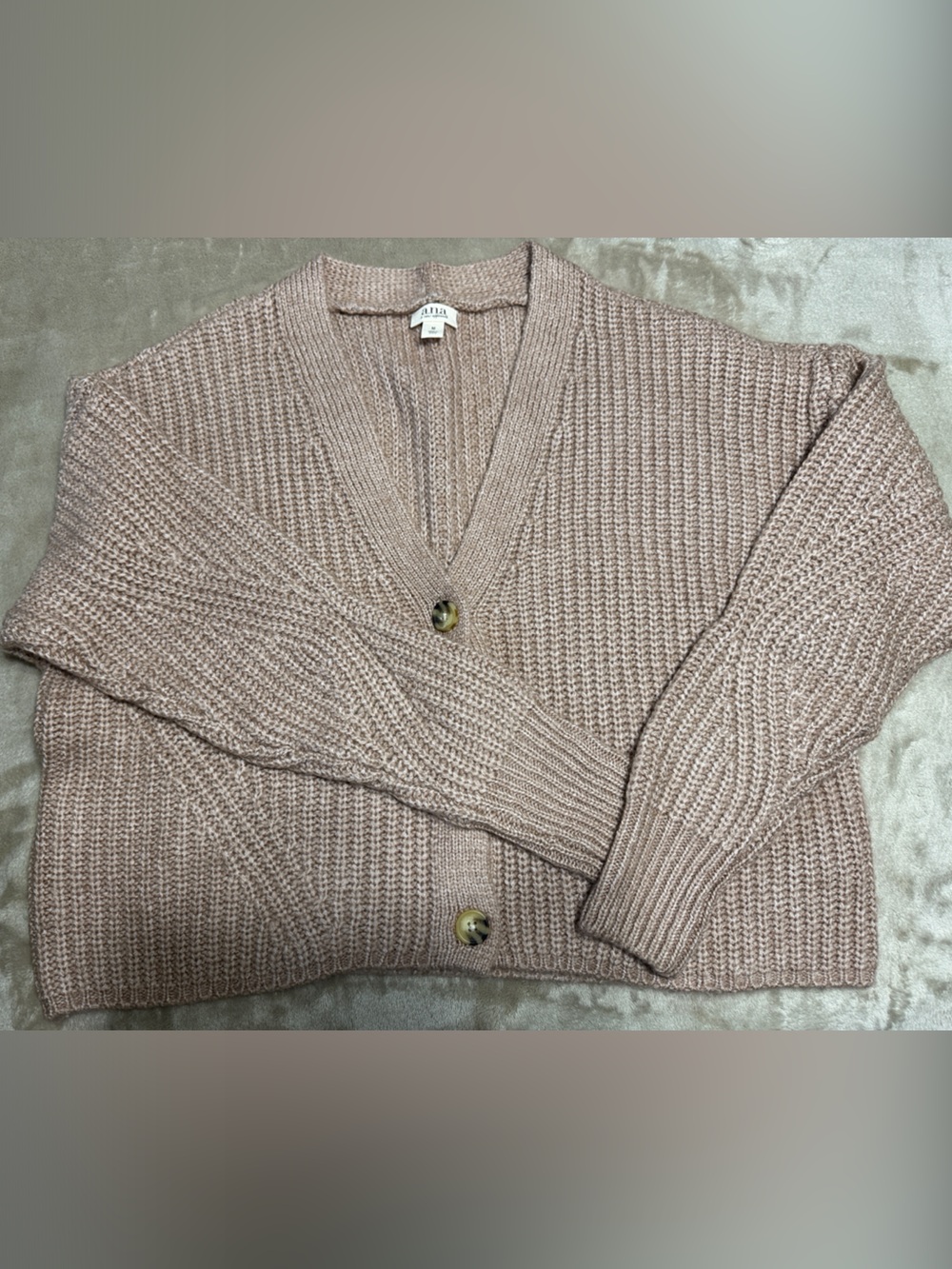 a.n.a Dusty Rose Cropped Chunky Knit Cardigan